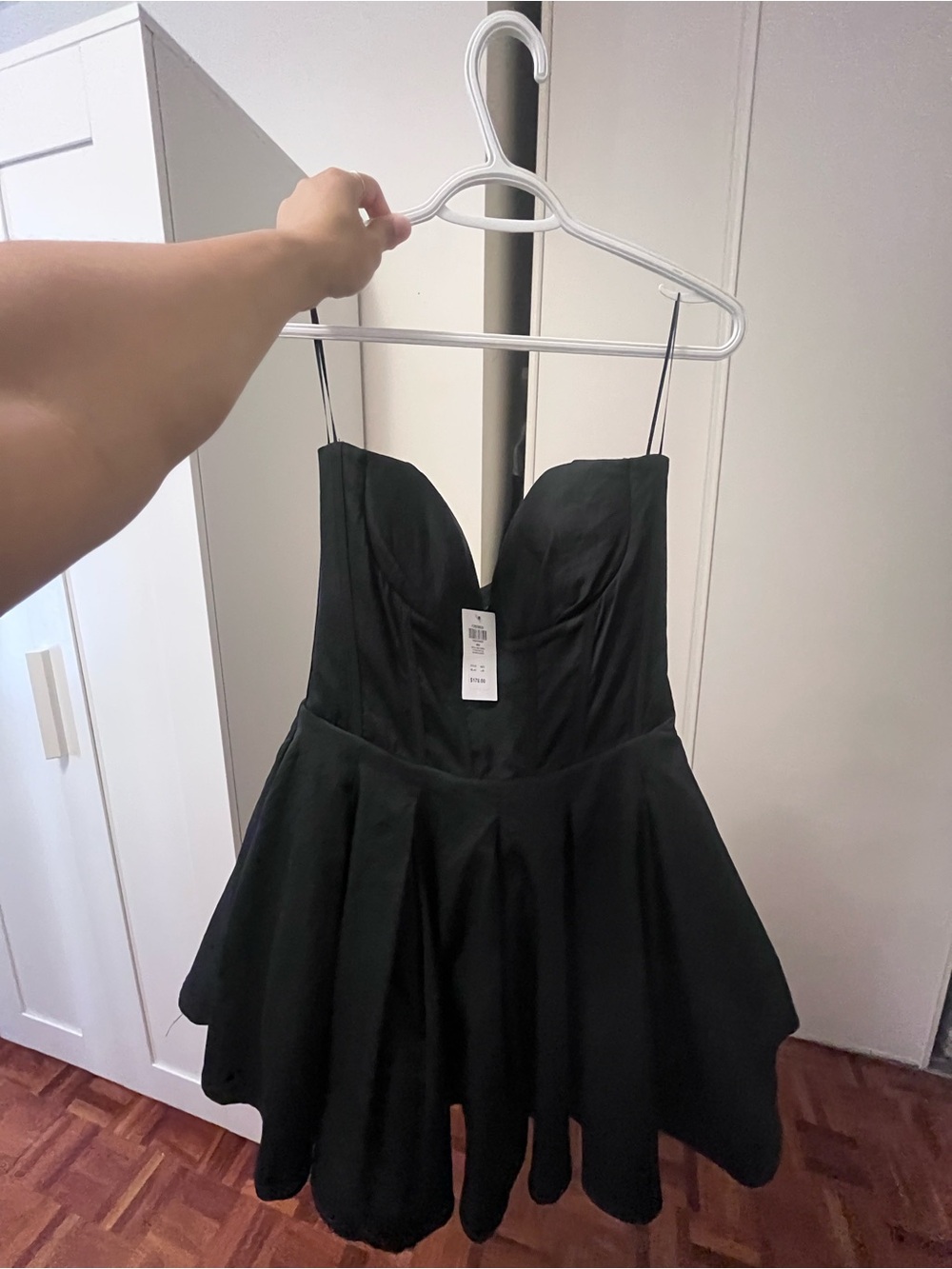 Women’s Black Mini Dress with Sweetheart Neckline